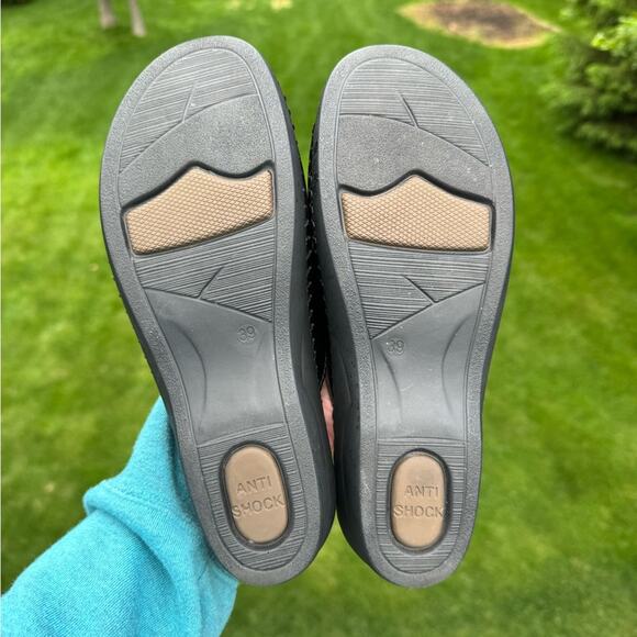 💜SALE: Anthropologie La Plume EU 39/US 8.5 Paola Black Leather Slip On Sandals - Picture 10 of 10